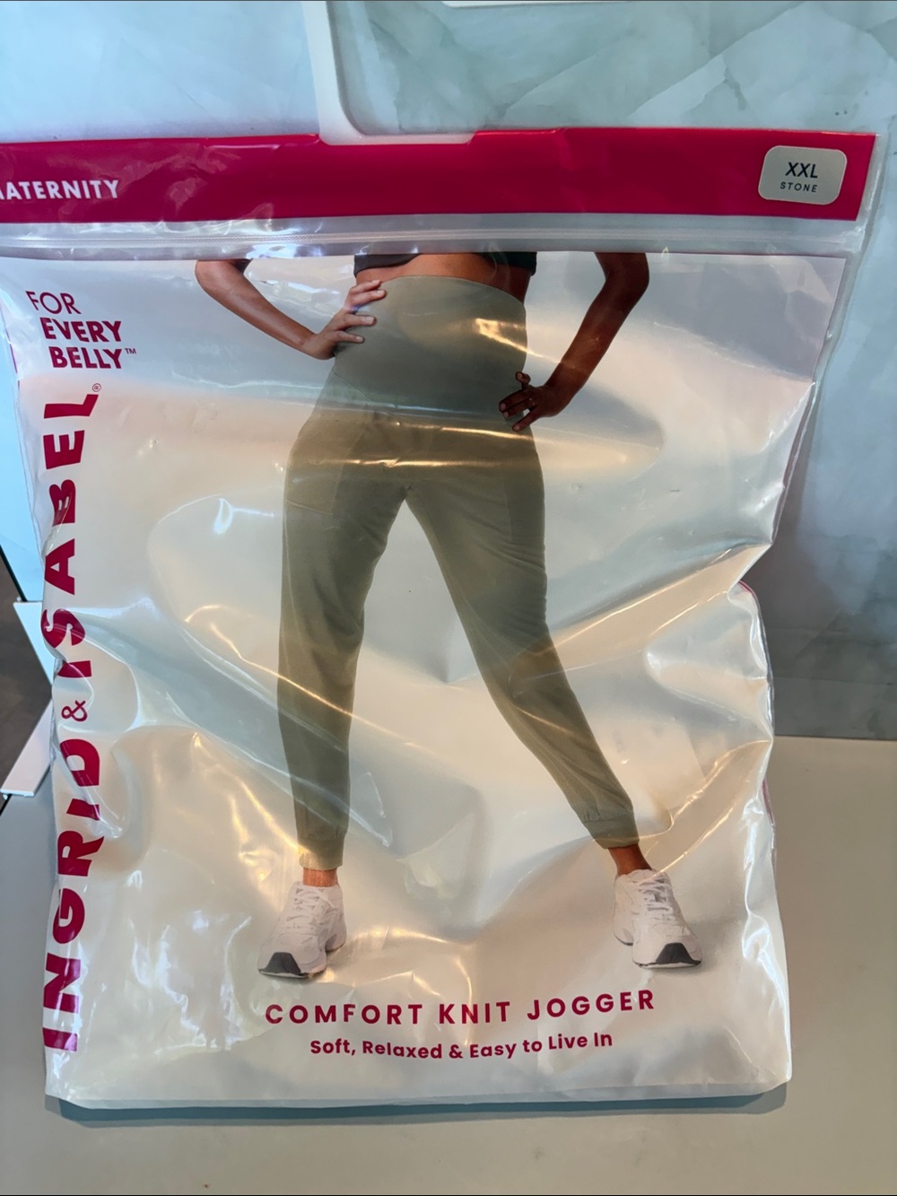 Ingrid & Isabel Stone Comfort Knit Joggers - Neutral XXL